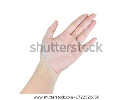 Close-up of woman hand isolated on white background with clipping path