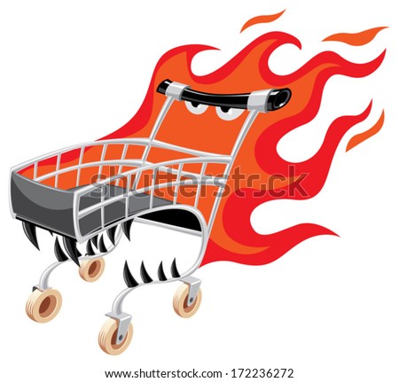 Cartoon Shopping Cart/ Illustration of a devil cartoon shopping cart