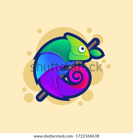 Colorful chameleon logo design vector illustration