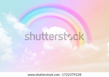 Fantasy magical landscape the rainbow on sky abstract with a pastel colored background and wallpaper.  Royalty-Free Stock Photo #1722379228