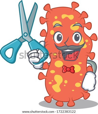 Sporty Bacteroides cartoon character design with barber