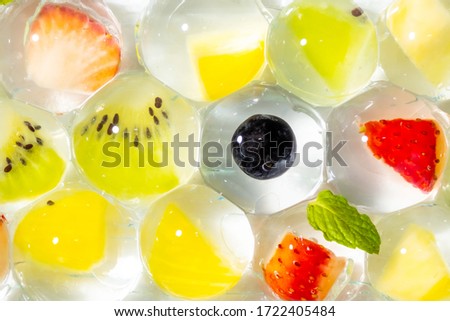 Beautiful cold asian jelly fruit balls