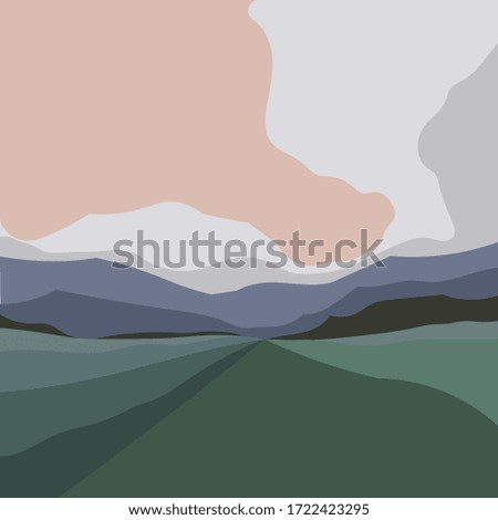Landscape background vector. Geometric template. Mountain landscape poster design. Abstract arts.