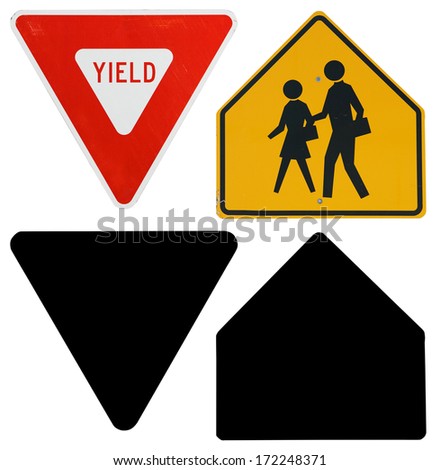 Traffic Signs: Yield and School Crossing with Alpha Channel