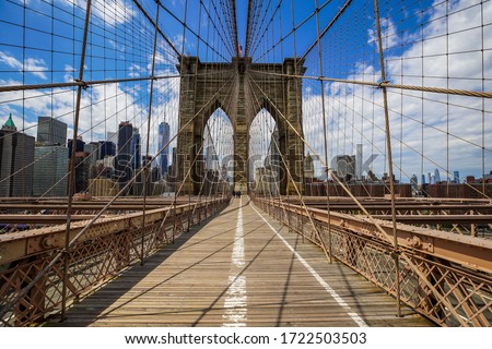 Empty Brooklyn Bridge during the coronavirus (COVID-19) pandemic lockdown in New York City  