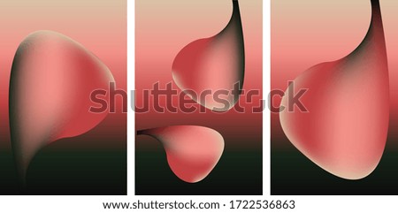 Set of abstract background template vector  design with 3D  shapes. Gradient illustration with pink, salmon, black colors