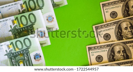 US Dollar and Euro, Euro banknotes close up. Several hundred euro banknotes, Money background, Euro banknotes close up. Several hundred, copy space for text