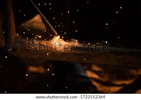 Industrial welding photography flames all around 