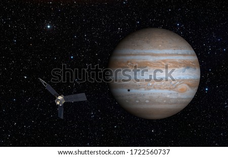 Juno spacecraft and jupiter "Elements of this image furnished by NASA "