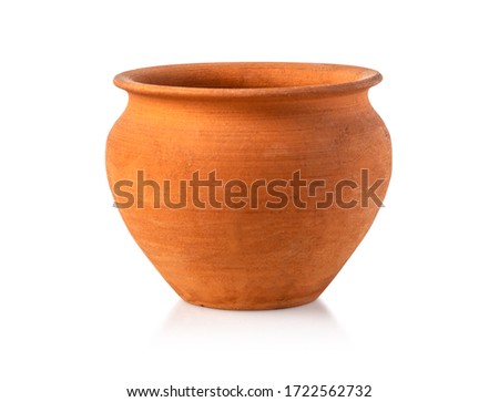 Empty ceramic brown flower pot isolated over the white background with clipping path Royalty-Free Stock Photo #1722562732