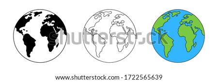 Earth planet symbol set. Isolated vector illustration.