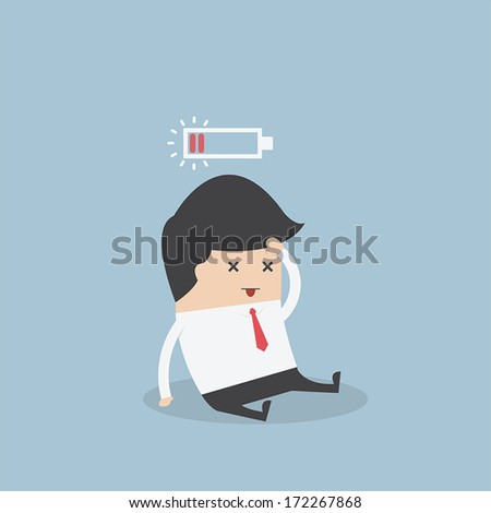 Businessman with low battery, VECTOR, EPS10