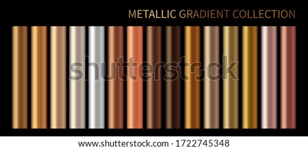 Metallic gold, bronze, silver gradient vector colorful palette and texture set. Holographic background swatch template for banner, screen, mobile,  label, tag. Metal color gradient vector design Royalty-Free Stock Photo #1722745348