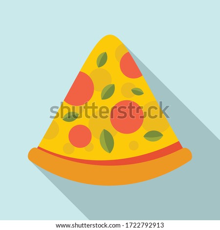 Delicious pizza slice icon. Flat illustration of delicious pizza slice vector icon for web design