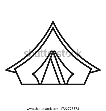 Camp tent icon. Outline camp tent vector icon for web design isolated on white background