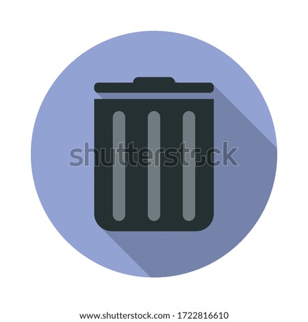 trash box long shadow icon. Simple color vector of web icons for ui and ux, website or mobile application