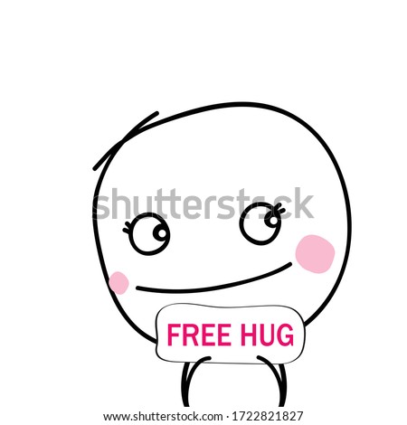 cute boy with sign "Free Hug " for art and print  vector eps.10