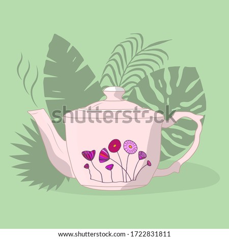 Kettle for brewing tea. eps10 vector stock illustration.