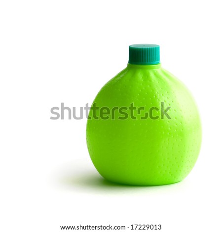Lime juice bottled isolated on white