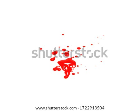 red acrylic and watercolor painting drops isolated on white background.Can be used in graphics to create the image.