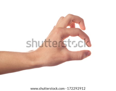 Human hand holding something isolated