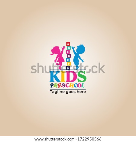 Kids preschool vector logo design, Kids Montessori school logo design  Royalty-Free Stock Photo #1722950566