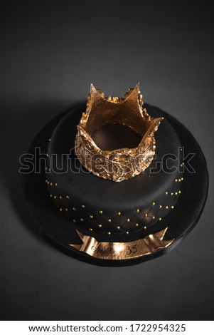 Black mastic cake with a Golden crown for men