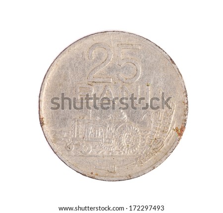 one coin  on white background