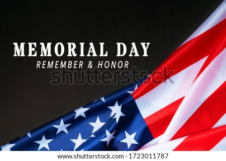 USA Memorial day and Independence day concept, United States of America flag on black background