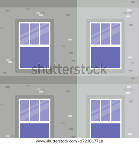 Windows outside gray building design, house home and architecture theme vector illustration