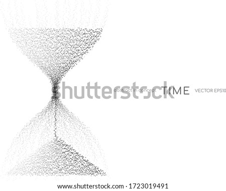 Hourglass from black particles flowing isolated on white background. Vector illustration in concept time, technology, modern Royalty-Free Stock Photo #1723019491
