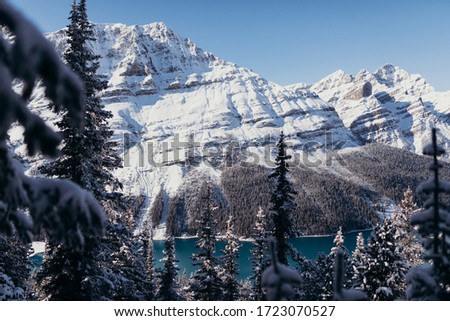 Peyto Lake in winter. Travel around Canada.