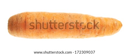 Unpeeled carrot isolated over white background, top view