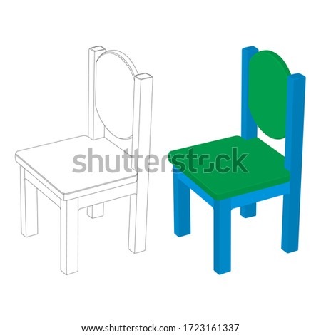 The Colorful Kids Chair Vector Illustration. The Chair Furniture Clip Art. The Chair Coloring Page