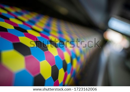 Digital printer with one test print - colour management cmyk Royalty-Free Stock Photo #1723162006