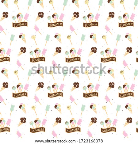 summer ice cream vintage pattern on white background