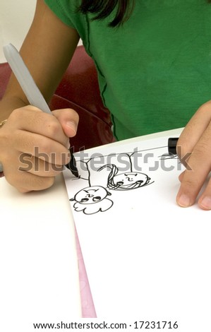 Kid Drawing Picture of Family