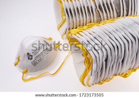 Corona virus prevetion face mask protection N95 masks and medical surgical masks Royalty-Free Stock Photo #1723173505