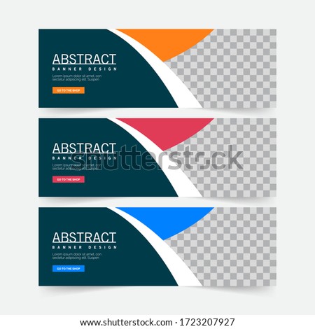 Abstract Banner Template Design. Horizontal header, web banner. Social Media Cover, poster. Vector abstract geometric design banner web template. Vector illustration