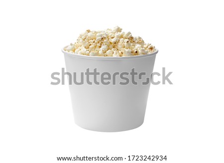isolated pop corn in white bowl Royalty-Free Stock Photo #1723242934