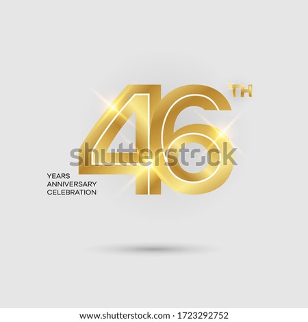 46th 3D gold anniversary logo isolated on elegant background, vector design for celebration purpose