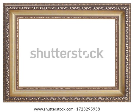Golden frame. Isolated object on a white background.
