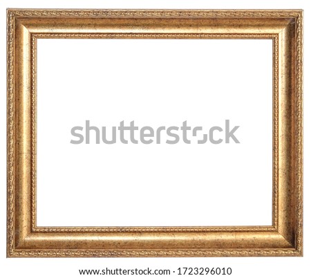 Golden photo frame. Isolated object on a white background.