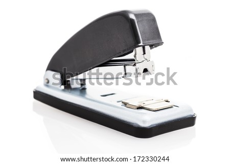 Black professional stapler isolated on white background 