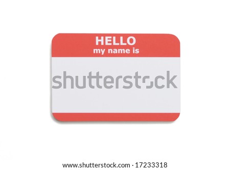 Hello name tag isolated on white background Royalty-Free Stock Photo #17233318