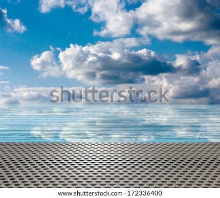 metal pier on the background of sea and sky