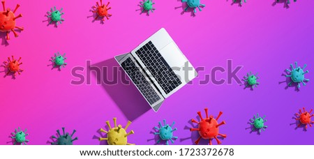 Coronavirus theme with laptop telemedicine remote work concepts