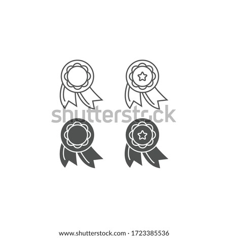 Medal line and solid icon. Achievement champion award, outline style pictogram. Award Medal with star in center illustration isolated on white. Sport sign for mobile concept or web design.