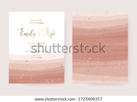 Wedding invitation card design with gold dust and opacity rose stripes.