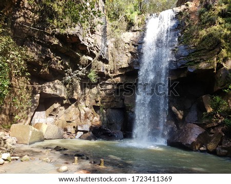 El Salto waterfall in Mazamitla, inside Los Casos housing development, Jalisco Mexico Royalty-Free Stock Photo #1723411369